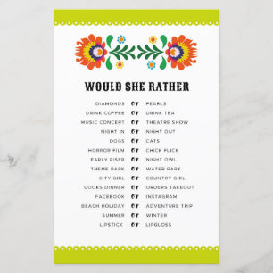 Bridal Shower Games Would She Rather Fiesta