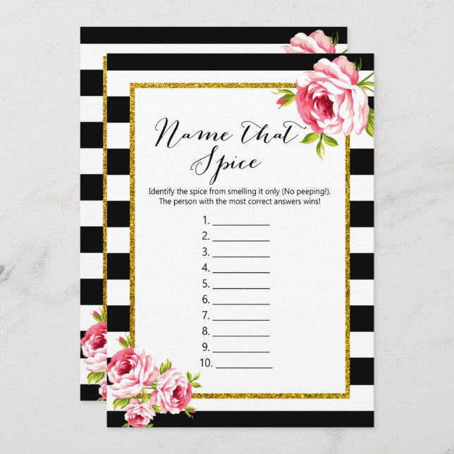 Bridal Shower Games x2 - Name Spice | Advice Invitation (Front/Back)