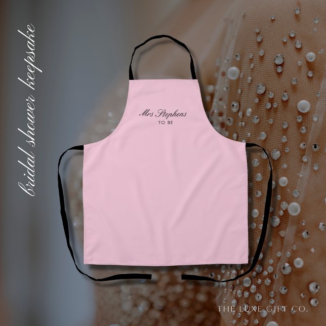 Bridal Shower Gift Women's Pink Apron Typography (Creator Uploaded)
