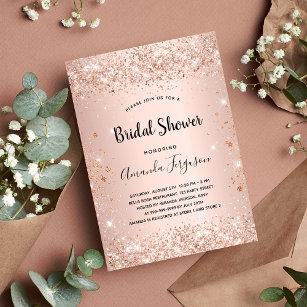 Bridal Shower glitter rose gold confetti Invitation