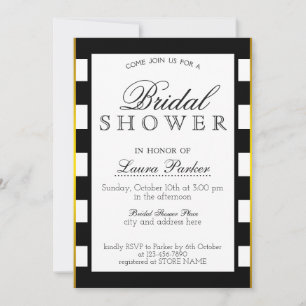 Bridal Shower Gold Black Striped Glitter Classic Invitation