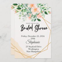 Bridal Shower, gold frame,ping flowers
