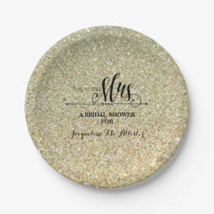 Bridal Shower Gold Glitter Future Mrs. Party Decor Paper Plate