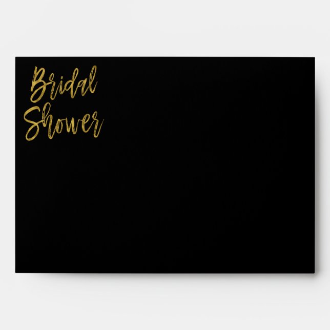 Bridal Shower Gold Return Address Printed on Back Envelopes (Front)