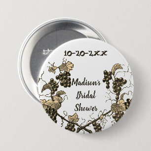 Bridal Shower Grape Vines Wedding Celebration 7.5 Cm Round Badge