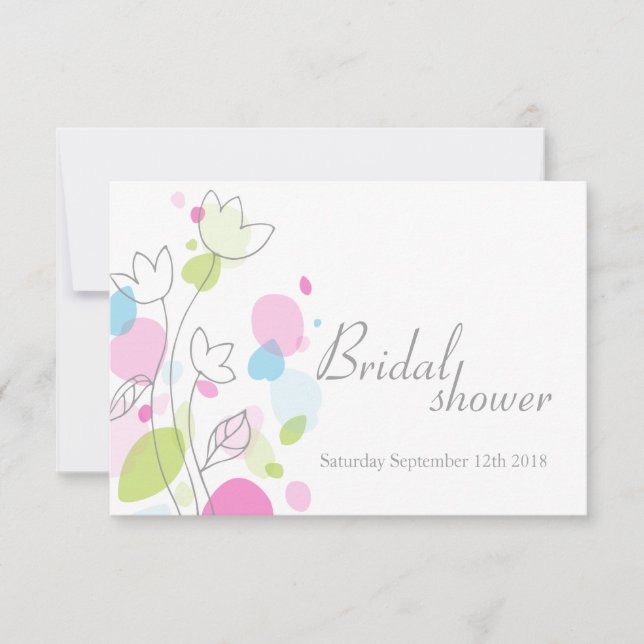 Bridal Shower graphic modern flower petals invite (Front)