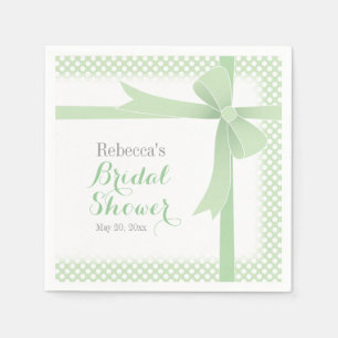 Bridal Shower Green Bow and Ribbon Napkin
