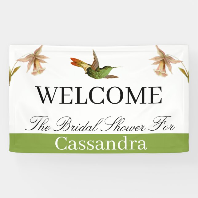 Bridal Shower | Green Hummingbird Watercolor  Banner (Horizontal)