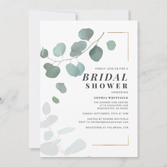 Bridal Shower Greenery Eucalyptus Botanical Invitation (Front)