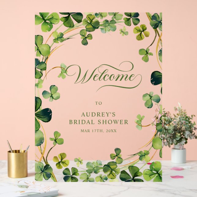Bridal Shower Greenery Shamrock Welcome Sign (Wedding)