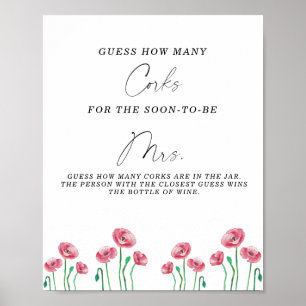 Bridal Shower Guess How Many Corks Poster