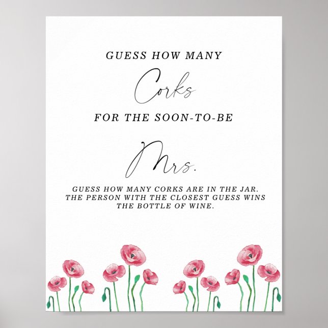 Bridal Shower Guess How Many Corks Poster (Front)