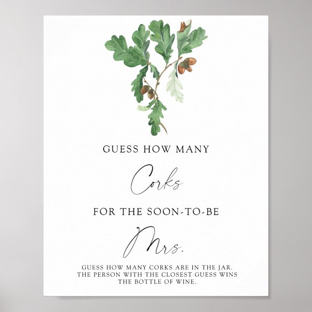Bridal Shower Guess How Many Corks Poster (Front)