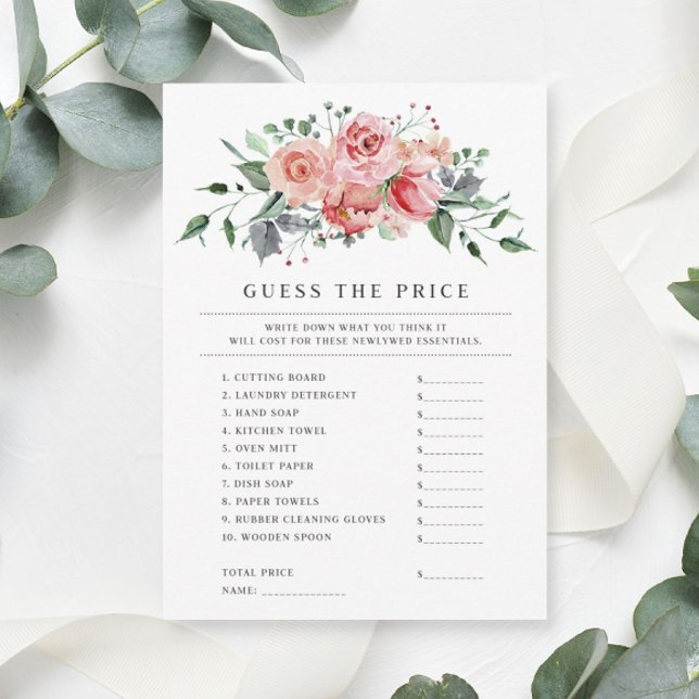 Bridal Shower Guess the Price Game Card (Play this fun game at your bridal or wedding shower!)