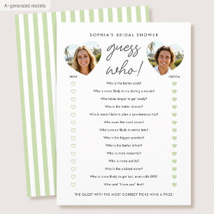Bridal Shower Guess Who Party Card Game Photo