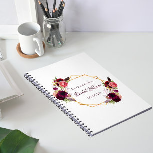 Bridal shower guest book floral burgundy white