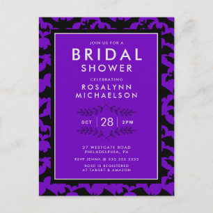 BRIDAL SHOWER Halloween Purple Bat Pattern Postcard