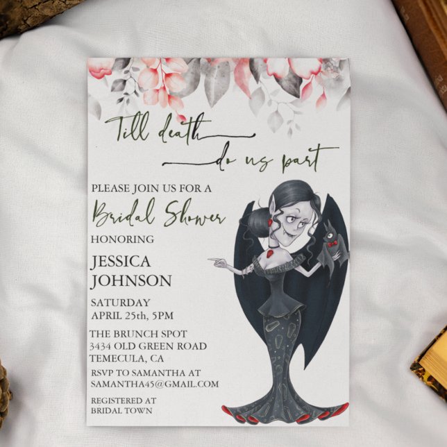  Bridal Shower Halloween Vampire Black Red Invitation (Creator Uploaded)