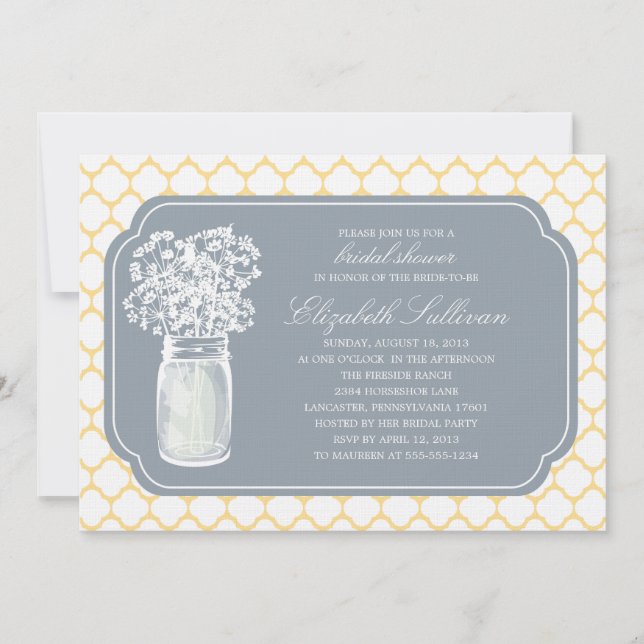 Bridal Shower Honeycomb Mason Jar Wildflowers Invitation (Front)