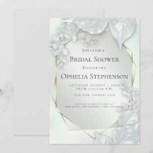 BRIDAL SHOWER Honeydew Green Pearl Shimmer Invitation