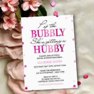 Bridal Shower Hot Pink Confetti Invitations