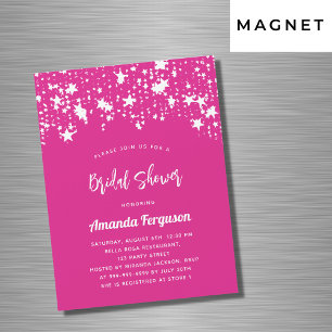 Bridal Shower hot pink white stars luxury Magnetic Invitation