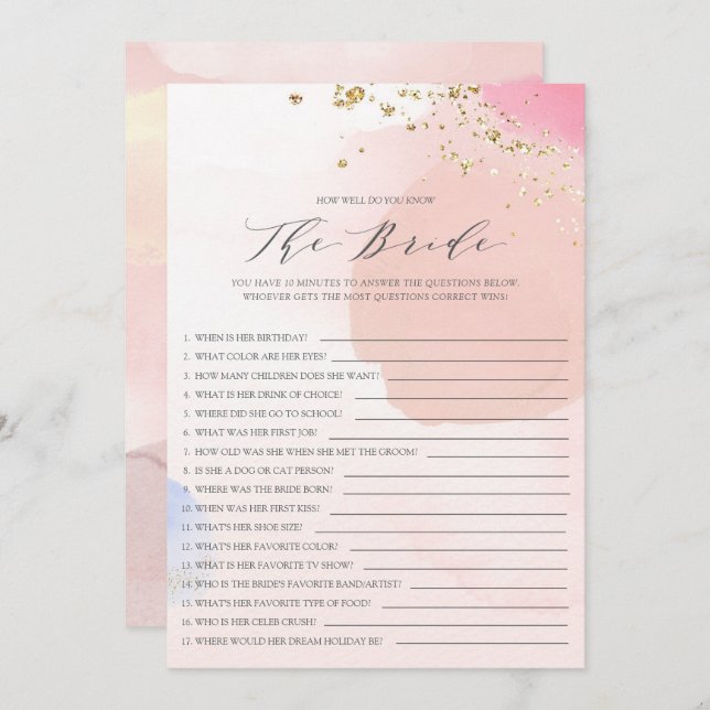 Bridal Shower How Well Do You Know The Bride Game  Invitation (Front/Back)