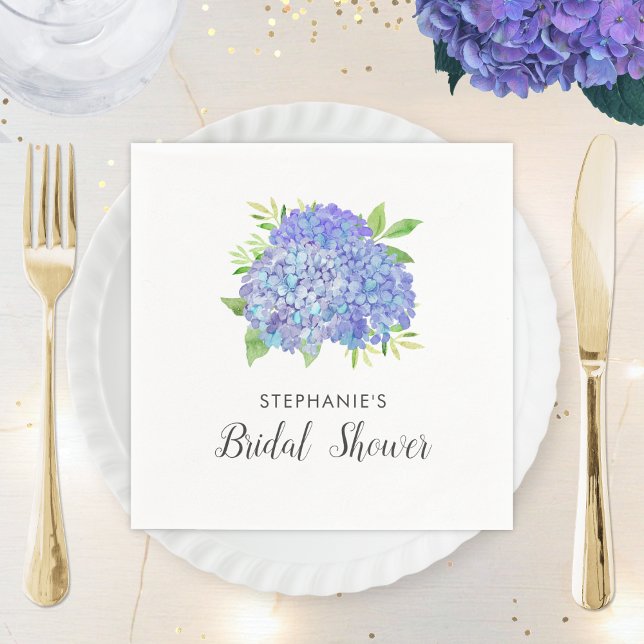Bridal Shower Hydrangea Purple Floral Napkins (Creator Uploaded)