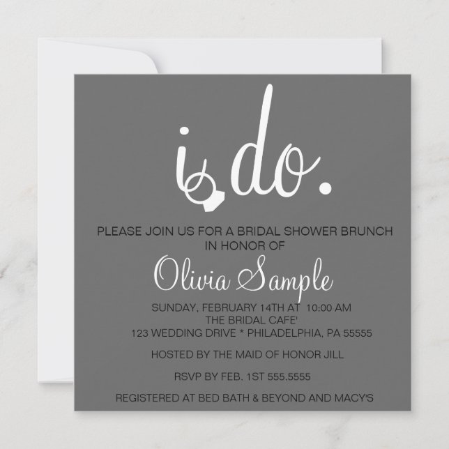 Bridal Shower I do Invitation (Front)