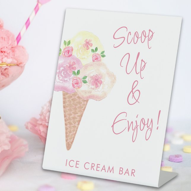 Bridal Shower Ice Cream Bar Pedestal Sign (Creator Uploaded)