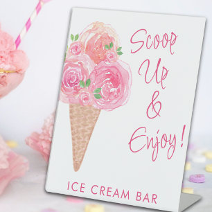 Bridal Shower Ice Cream Bar Pedestal Sign