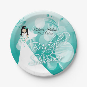 Bridal Shower in a Pretty Turquoise Blue and White Paper Plate