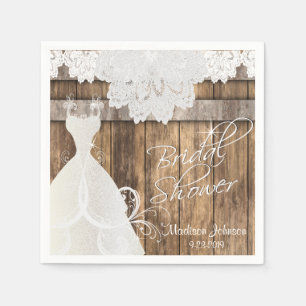 Bridal Shower in a Rustic Barn Wood Design Napkin