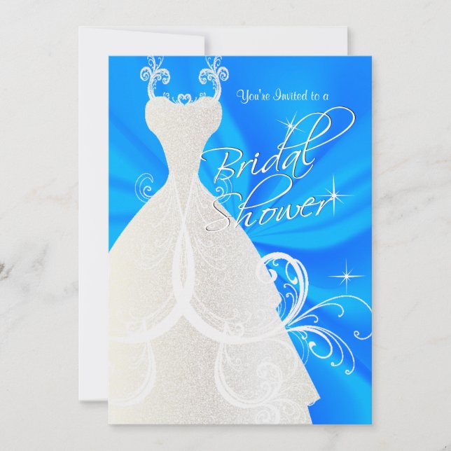 Bridal Shower in Baby Blue Satin Invitation (Front)