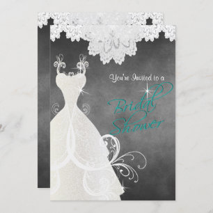 Bridal Shower in Chalkboard and Lace Invitation