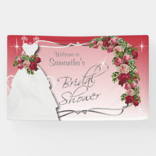 Bridal Shower in Red and Pink Roses Banner