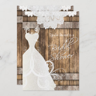 Bridal  👰 Shower in Rustic Wood and Lace  💕 Invitation
