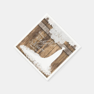 Bridal Shower in Rustic Wood & White Lace Napkin