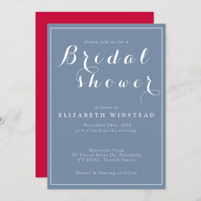 Bridal Shower Invitation - Beautiful & Elegant (Front/Back)