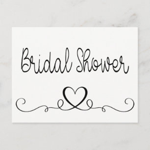 Bridal Shower Invitation Black White Hearts Love