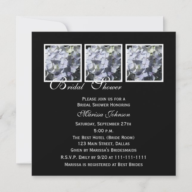 Bridal Shower Invitation -- Blue Hydrangeas (Front)