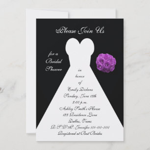 Bridal Shower Invitation -- Bridal Gown w Purple