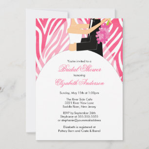 Bridal Shower Invitation Bride Groom Pink Zebra