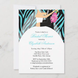 Bridal Shower Invitation Bride Turquoise Zebra
