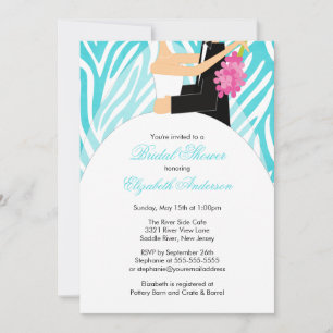 Bridal Shower Invitation Bride Turquoise Zebra