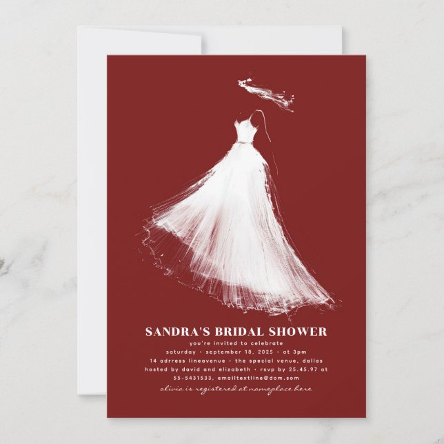 Bridal Shower Invitation Burgundy Red Minimalist (Front)