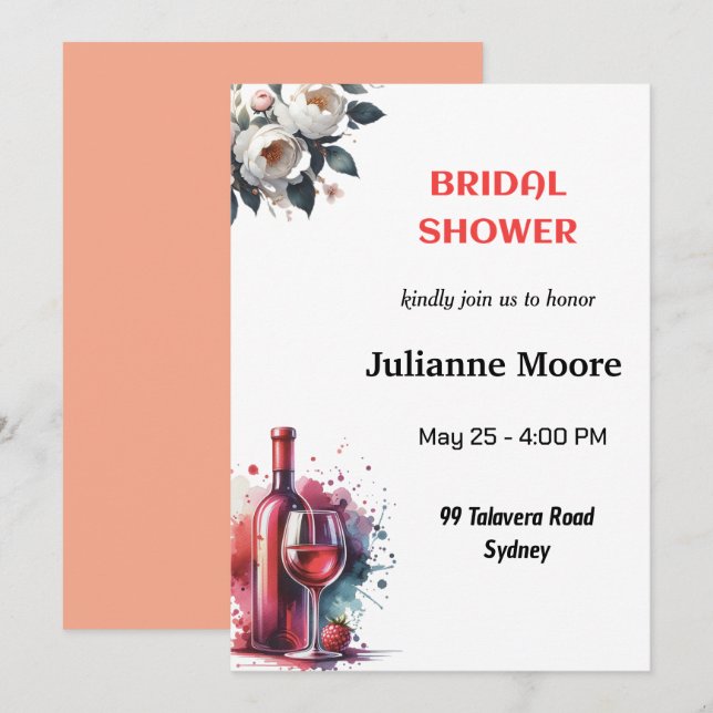Bridal Shower Invitation Card (Front/Back)