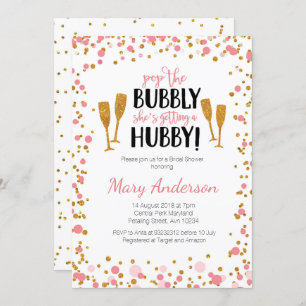Bridal Shower invitation card - gold and pink