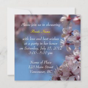 bridal shower invitation, cherry blossoming tree invitation
