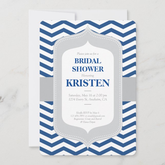 Bridal Shower Invitation, Chevron, Classic, Modern Invitation (Front)